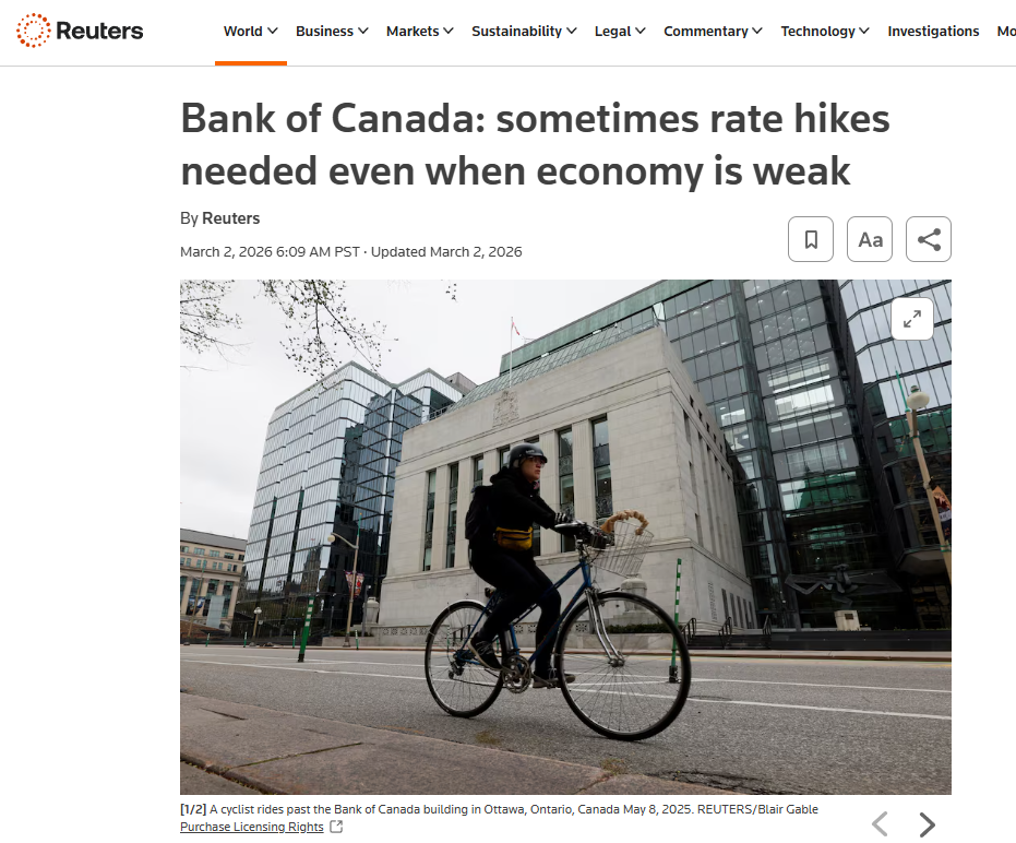 加央行释放信号：面对供应冲击，经济疲弱时仍可能被迫加息