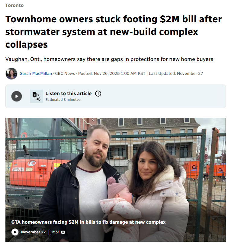 加拿大新联排才住3年就塌？开发商不认、保险不赔，业主人均摊4万！