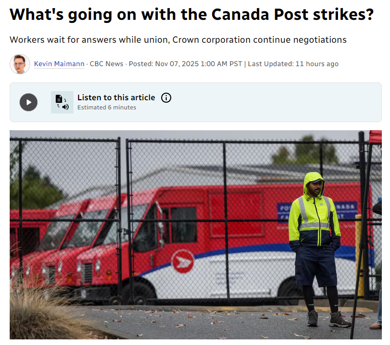 加拿大邮政轮流罢工持续一月, 亏损15亿加元! 400万家庭恐失上门送信服务!